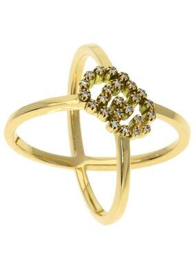 Gucci GG Running Diamond Ring 18K Yellow Gold